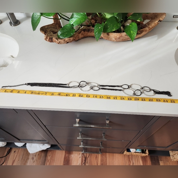 Vintage VCLM Black and Silver Oval Necklace - Picture 9 of 9